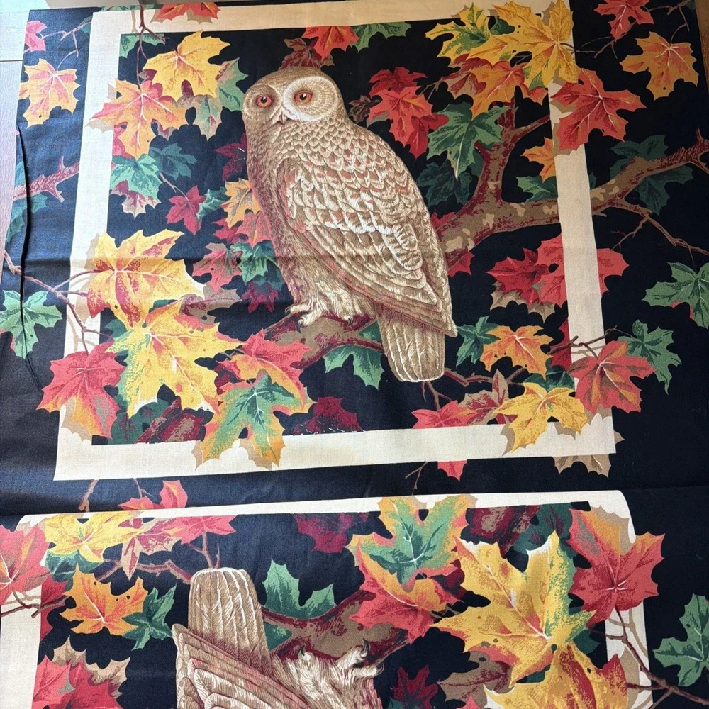 7 Yards Vintage Wamsutta Owl & Autumn Leaves, 28 Panels 46